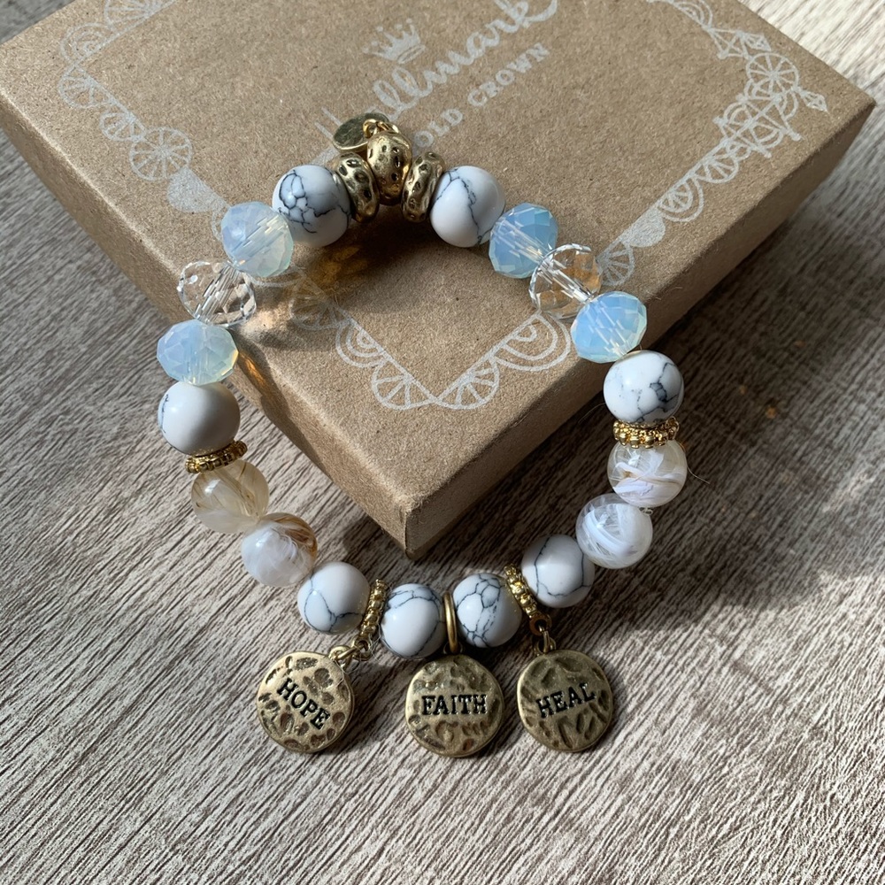 Brand New in box White Marbled Beaded Bracelet